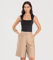 Bermuda Jorts Feminina Reta Em Sarja Dianna Marrom Bermuda Jorts Feminina Reta Em Sarja Dianna Marrom
