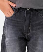 Bermuda Juvenil Jeans Bolsos Puídos Tam 10 a 16 Preto-99049 Bermuda Juvenil Jeans Bolsos Puídos Tam 10 a 16 Preto-99049