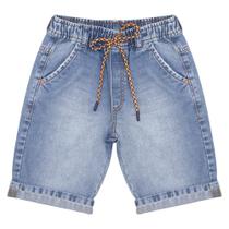 Bermuda Juvenil Look Jeans Elástico Jeans