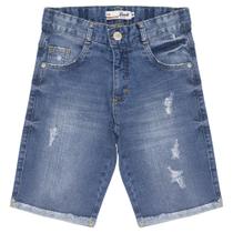 Bermuda Juvenil Look Jeans Skinny Puídos Jeans