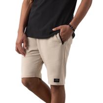 Bermuda Juvenil Menino Fico em Moletinho Leve c/ Bolsos Bege