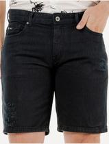 Bermuda King & Joe Masculina Sarja Slim Preta