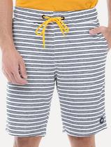 Bermuda King & Joe Sarja Masculina Comfort Malha Listrada Off-White