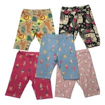 Bermuda kit C/ 5 - modelo ciclista infantil menina - bermuda cotton infantil