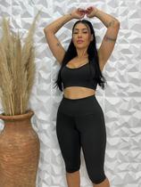 Bermuda Legging Cós Alto Suplex Longa Lisa Moda Fitness Feminina Bermudinha Academia Ciclista MAYU