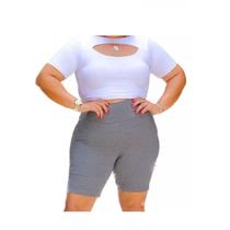 Bermuda Legging Meia Coxa Fitness Plus Size Suplex academia treino corrida fit modela G1 G2 G3