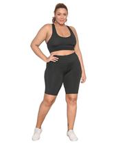 Bermuda Legging Plus Size Fitness Academia Preto Suplex G1 G2 G3 - Lorena Modas