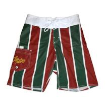 Bermuda Liga Retrô Coleção Listrados 2 Vermelho e Verde 38