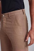 Bermuda Linen Blend Slim Fit - Marrom Avelã