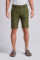 Bermuda Linen Blend Slim Fit - Verde Militar