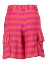 Bermuda Linho Listrada Com Cinto OPEN FEMININO