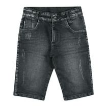 Bermuda Look Jeans Corrosão Preta - UNICA - 4