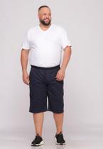 Bermuda Macaw 7511 Azul Marinho Elástico Plus Size Sarja F075