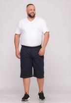 Bermuda Macaw 7511 Azul Marinho Elástico Plus Size Sarja