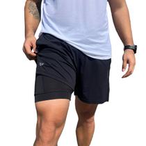 Bermuda Masculina 2 em 1 Corrida Bolso Térmico De Compressão Bermuda Masculina 2 em 1 Corrida Bolso Térmico De Compressão