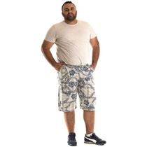 Bermuda Masculina Bolso Faca Sarja Estampada Plus Size 10706