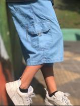 Bermuda Masculina Cargo Dazzling Jeans Claro Balão Extra Grande Bolso Original Homem