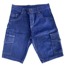 Bermuda Masculina Cargo Jeans com 6 bolsos - Azul Claro