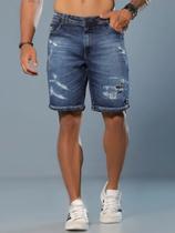 Bermuda Masculina com Detalhe Destroyed PitBull Jeans 90182 COR:AZUL MÉDIOTAMANHO:42 Bermuda Masculina com Detalhe Destroyed PitBull Jeans 90182 COR:AZUL MÉDIOTAMANHO:42