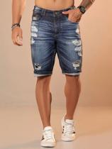 Bermuda Masculina com Detalhes Destroyed PitBull Jeans 89629 COR:AZUL ESCUROTAMANHO:44