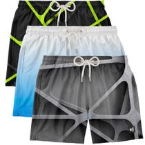 Bermuda Masculina de Praia Estampada Surf Boardshort Verão Moda Casual Tactel