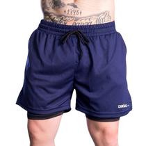 Bermuda Masculina Esportiva 2 em 1 Shorts com Segunda Pele Calção Academia Corrida Fitness Treino Bermuda Masculina Esportiva 2 em 1 Shorts com Segunda Pele Calção Academia Corrida Fitness Treino