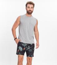 Bermuda Masculina Estampada em Microfibra Rovitex Preto