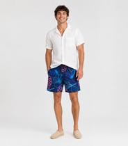 Bermuda Masculina Estampada Tactel Força Do Mar Azul Bermuda Masculina Estampada Tactel Força Do Mar Azul
