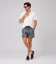 Bermuda Masculina Estampada Tactel Força Do Mar Cinza Bermuda Masculina Estampada Tactel Força Do Mar Cinza