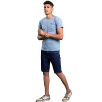 Bermuda Masculina Jeans Azul Escura Slim Zillati, Short Masculino Jeans Azul Escuro Slim