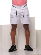 Bermuda Masculina Jeans Branca Rasgada