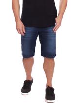 Bermuda masculina jeans escuro lisa lavada com lycra REF: 0028