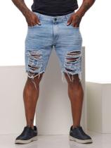 Bermuda Masculina Jeans Slim Destroyed Bermuda Masculina Jeans Slim Destroyed