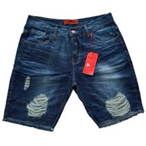 Bermuda masculina jenas c/tinta com rasgos bermuda para homens envio rapido