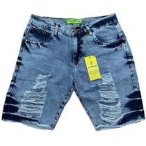 Bermuda masculina jenas c/tinta com rasgos bermuda para homens envio rapido