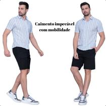 Bermuda Masculina Jogger Sarja Com Elastano Cordão Ajustável Bolsos Funcionais Confortável Premium