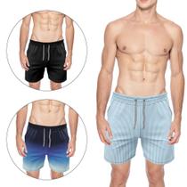 Bermuda Masculina Kit 3 Shorts Verão Treino M ao Plus Size