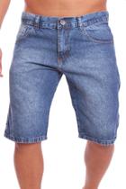 Bermuda masculina lisa jeans escuro lavada com barra sem lycra sem rasgada Ref: 019