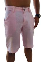Bermuda Masculina Lisa Sarja em Linho Rosa Claro