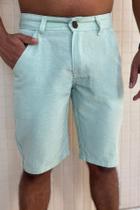 Bermuda Masculina Lisa Sarja em Linho Verde Claro Bermuda Masculina Lisa Sarja em Linho Verde Claro
