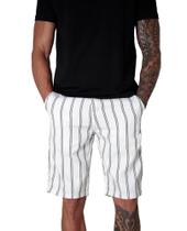Bermuda masculina listras verticais branco/preto Bermuda masculina listras verticais branco/preto