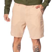 Bermuda Masculina Max Denim Linho Cintura Média Bege