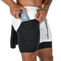 Bermuda Masculina Para Treino 2x1 Com Bolso Secreto Short Térmico De Compressão Fitness Para Ciclismo Corrida Academia