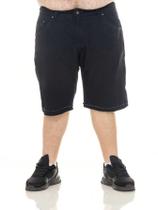 Bermuda Masculina Plus Size Jeans Preto com Barra Virada