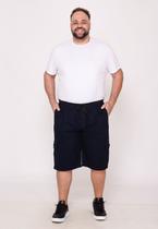 Bermuda Masculina Plus Size Sarja Azul Marinho com Elástico Bermuda Masculina Plus Size Sarja Azul Marinho com Elástico