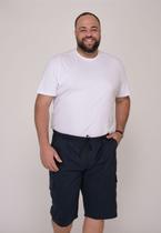 Bermuda Masculina Plus Size Sarja Azul Marinho com Elástico