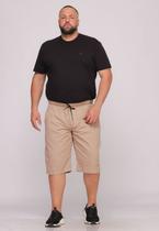 Bermuda Masculina Plus Size Sarja Bege com Elástico