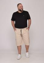 Bermuda Masculina Plus Size Sarja Bege com Elástico