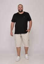 Bermuda Masculina Plus Size Sarja Bege com Elástico Bermuda Masculina Plus Size Sarja Bege com Elástico