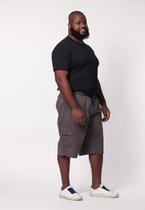 Bermuda Masculina Plus Size Sarja Chumbo com Elástico